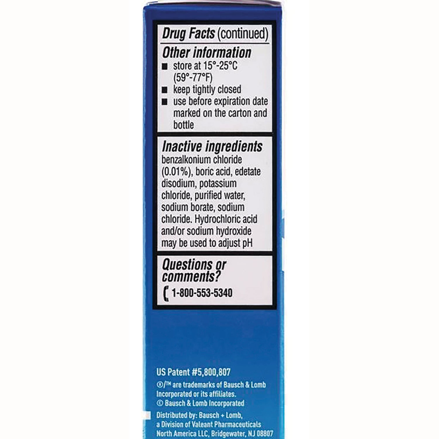 BNL002 | Back panel showing drug facts, inactive ingredients list and 1-800-553-5340 phone number