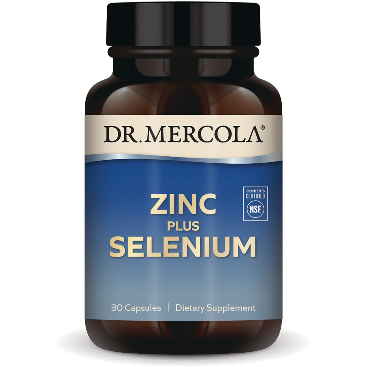 MRC102 | Dr. Mercola bottle labeled ZINC PLUS SELENIUM, 30 Capsules dietary supplement