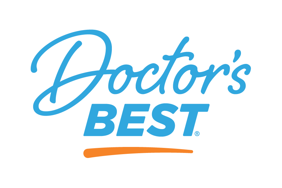 Logo of 'Doctor's Best' with blue text and an orange underline on a white background
