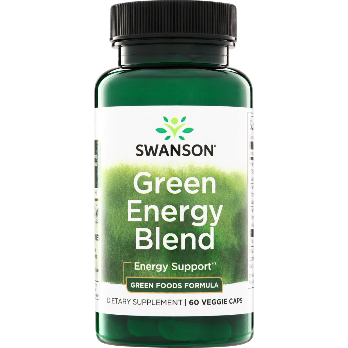 SWR050 | Swanson Green Energy Blend bottle, Energy Support, Green Foods Formula, 60 veggie caps