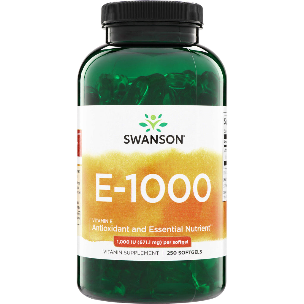SW145 | Swanson E-1000 Vitamin E supplement, 1,000 IU per softgel, 250 softgels bottle - Thumbnail