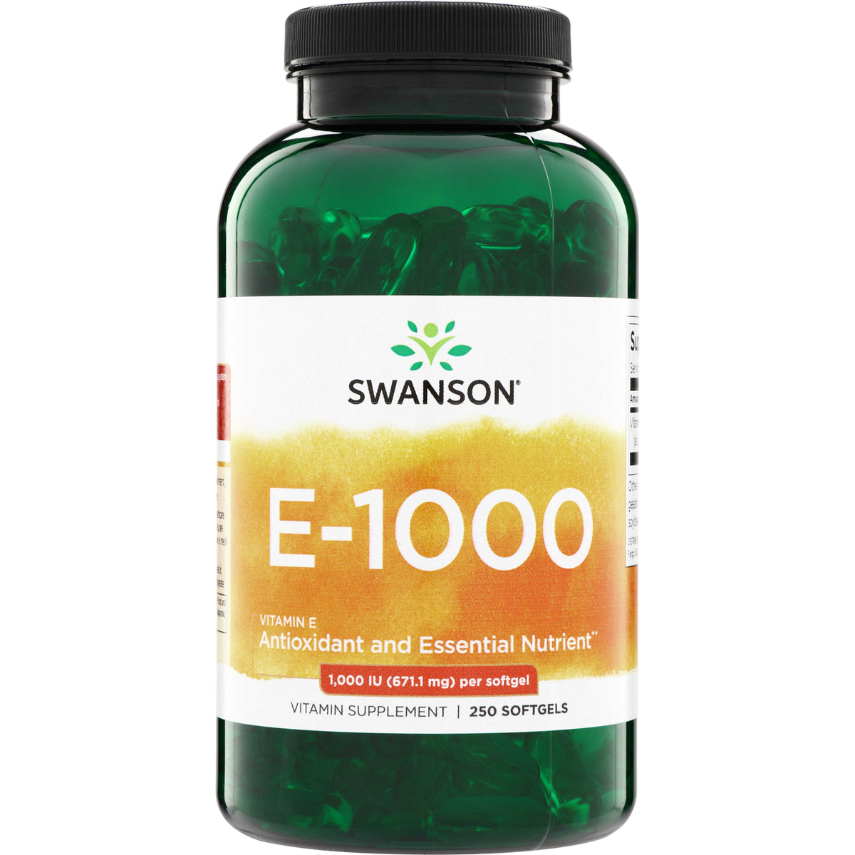 SW145 | Swanson E-1000 Vitamin E supplement, 1,000 IU per softgel, 250 softgels bottle