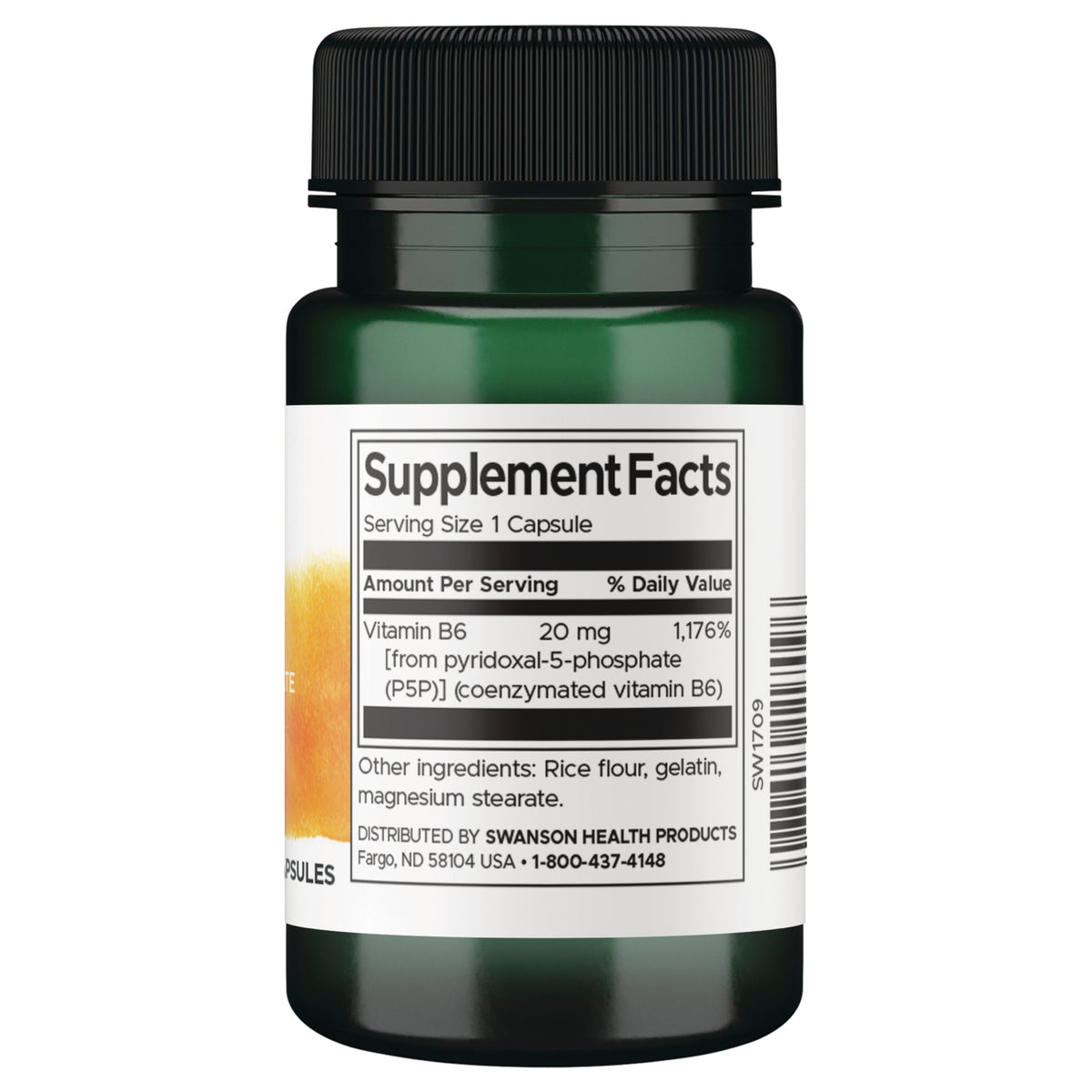 SW1709 | Back label with supplement facts and serving information