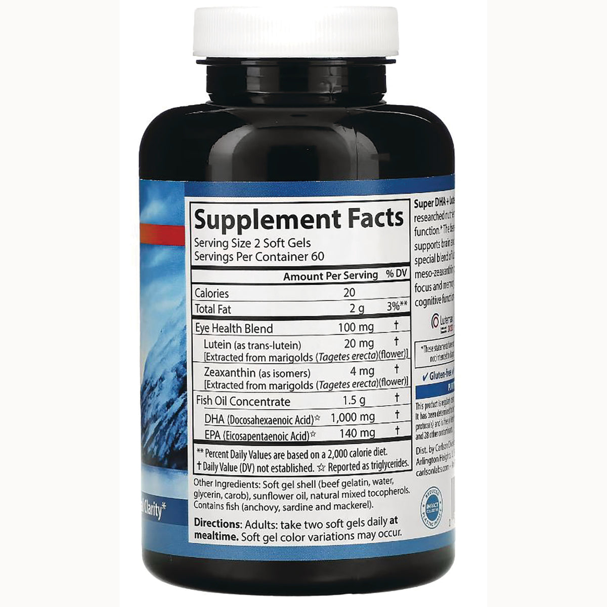 CSN275 | Back label showing Supplement Facts with serving size, ingredient amounts and directions on bottle