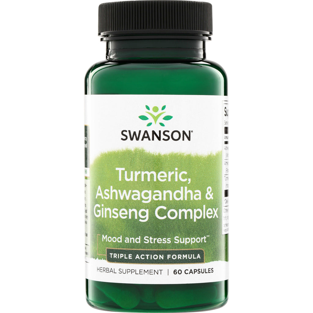 SW1571 | Swanson Turmeric, Ashwagandha & Ginseng Complex supplement, Triple Action Formula, 60 capsules - Thumbnail