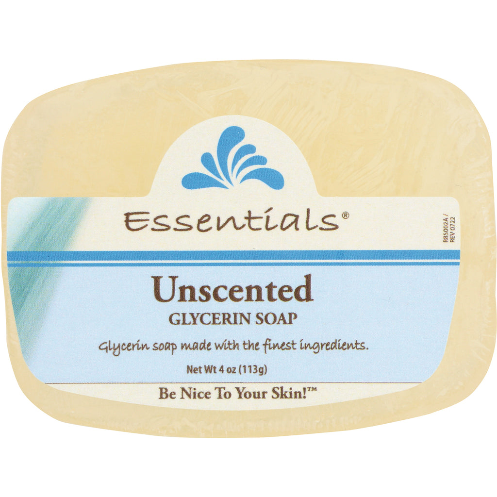 CLN006 | Essentials Unscented glycerin soap bar with 4 oz label, beige soap on white background - Thumbnail
