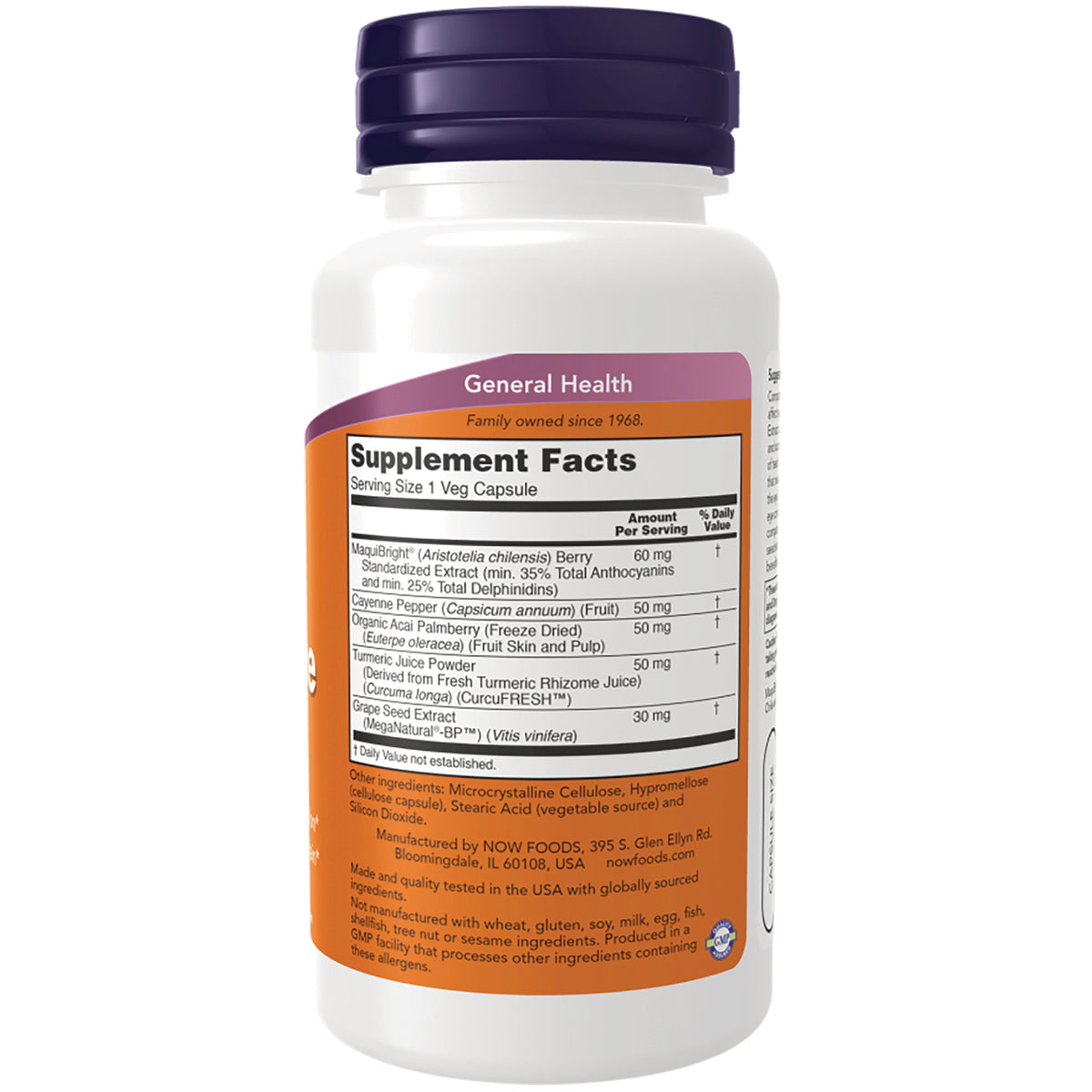 NWF1363 | Back of white supplement bottle showing Supplement Facts panel and ingredient text