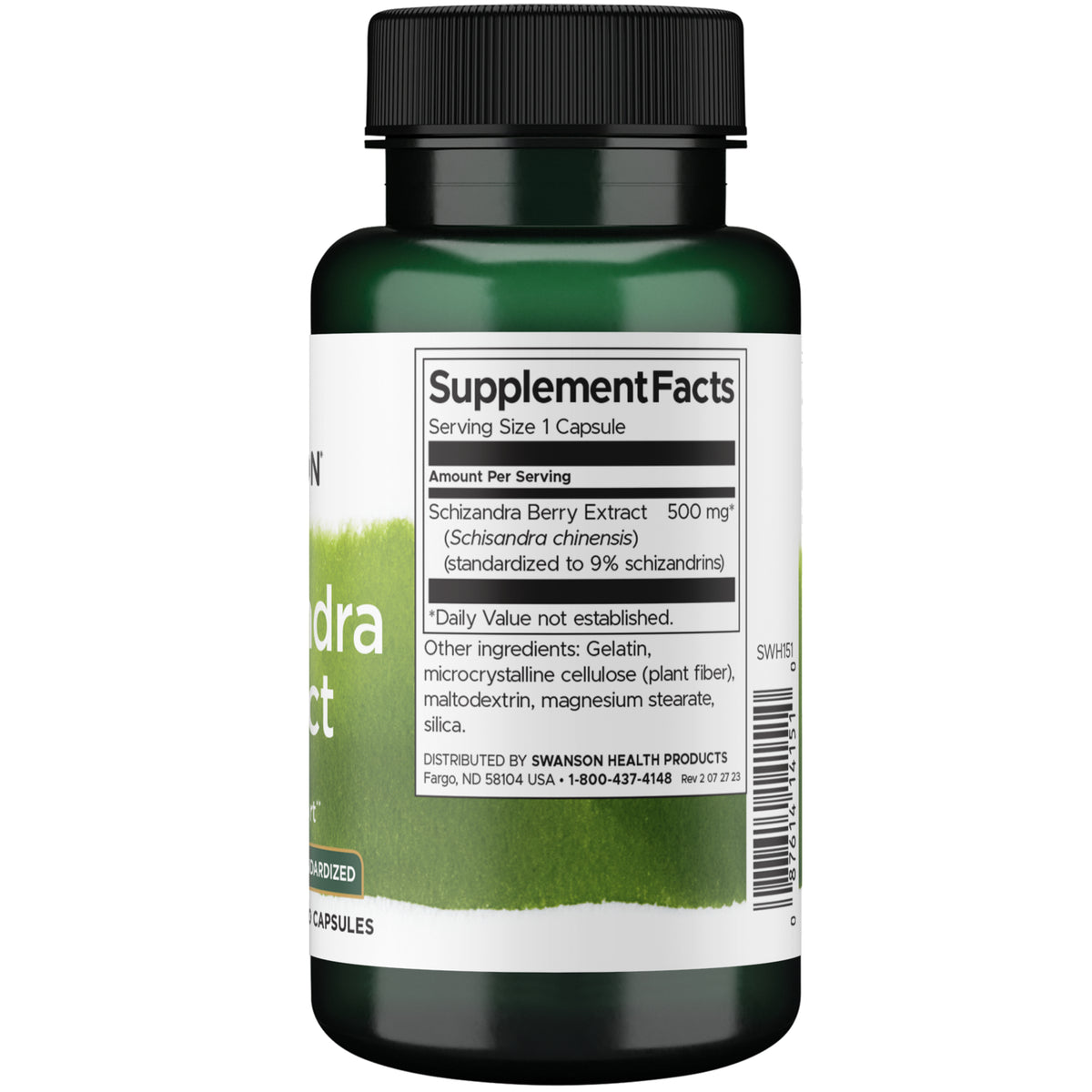 SWH151 | Back label with supplement facts and serving information
