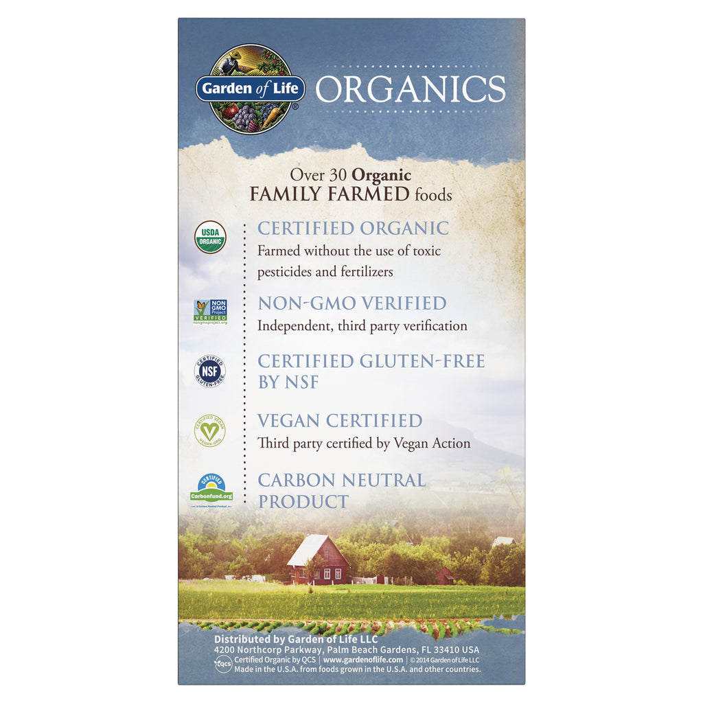 GLF181 | Back panel listing Certified Organic, Non-GMO Verified, Certified Gluten-Free, Vegan Certified, Carbon Neutral product - Thumbnail