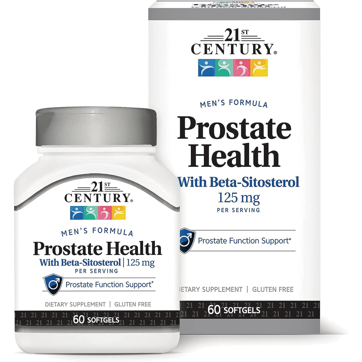 CNT290 | 21st Century Prostate Health men's formula bottle and box, labeled With Beta-Sitosterol 125 mg, 60 softgels