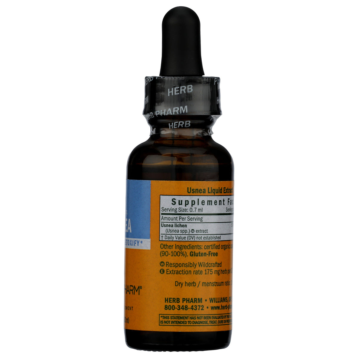 Herb Pharm Usnea Liquid Extract bottle with supplement facts label