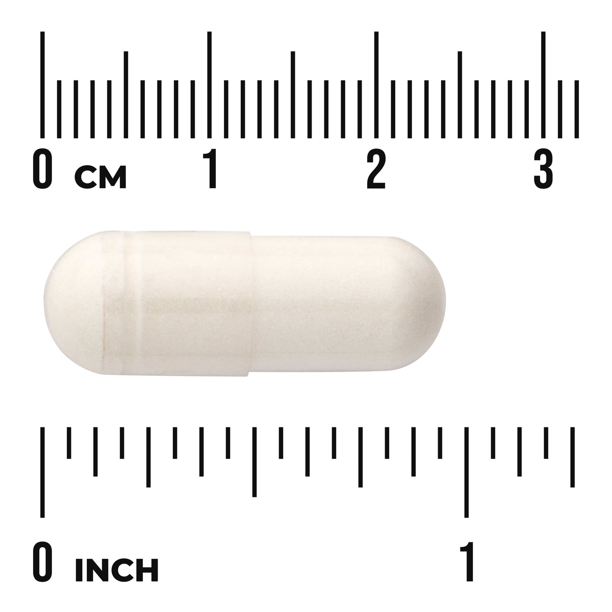 SWU820 | White capsule with CM and INCH ruler for size reference