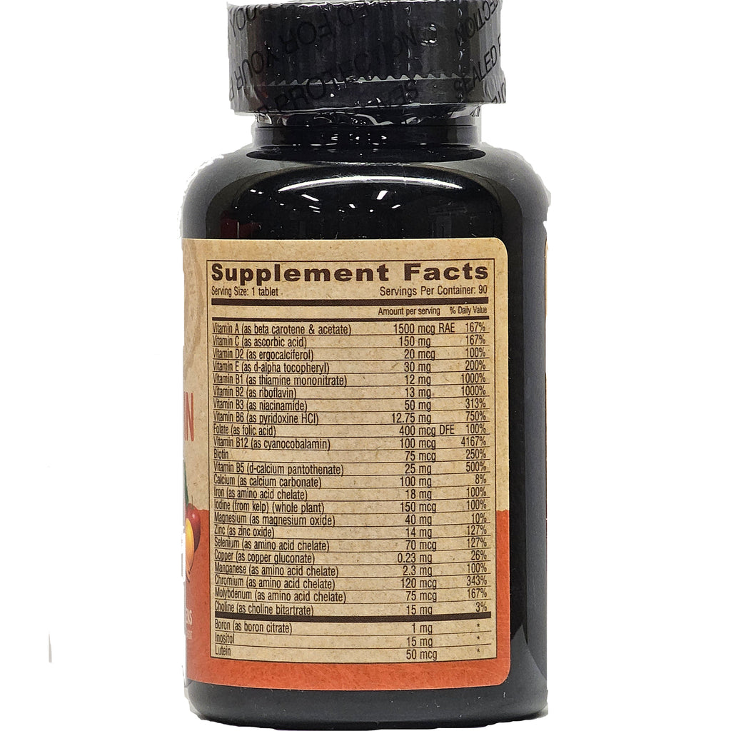 DEV001 | Back label showing Supplement Facts table with nutrient list and serving size 1 tablet - Thumbnail