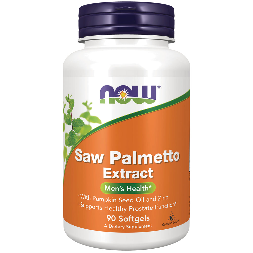 NWF703 | NOW Saw Palmetto Extract bottle, Men's Health 90 softgels front label - Thumbnail