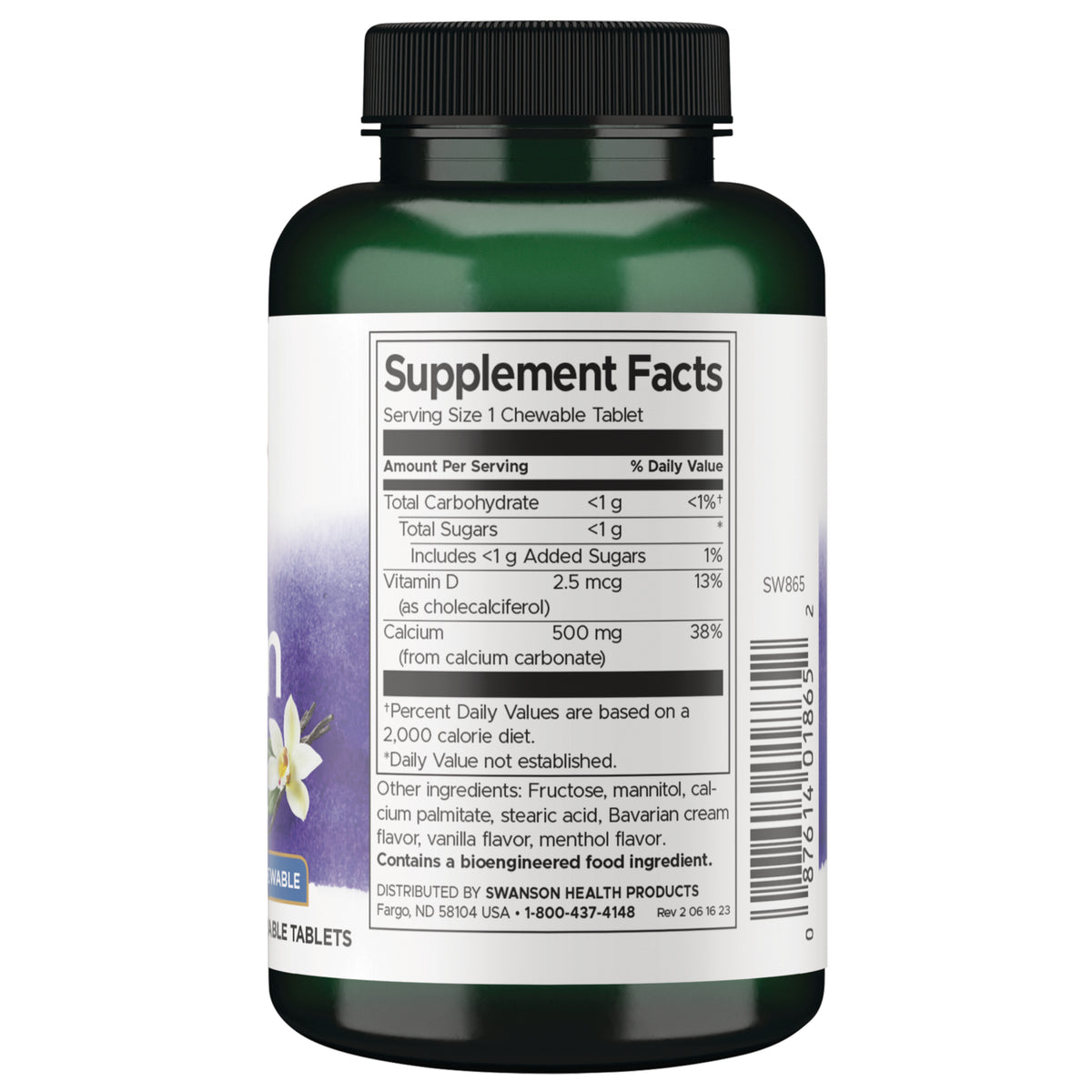 SW865 | Back label with Supplement Facts