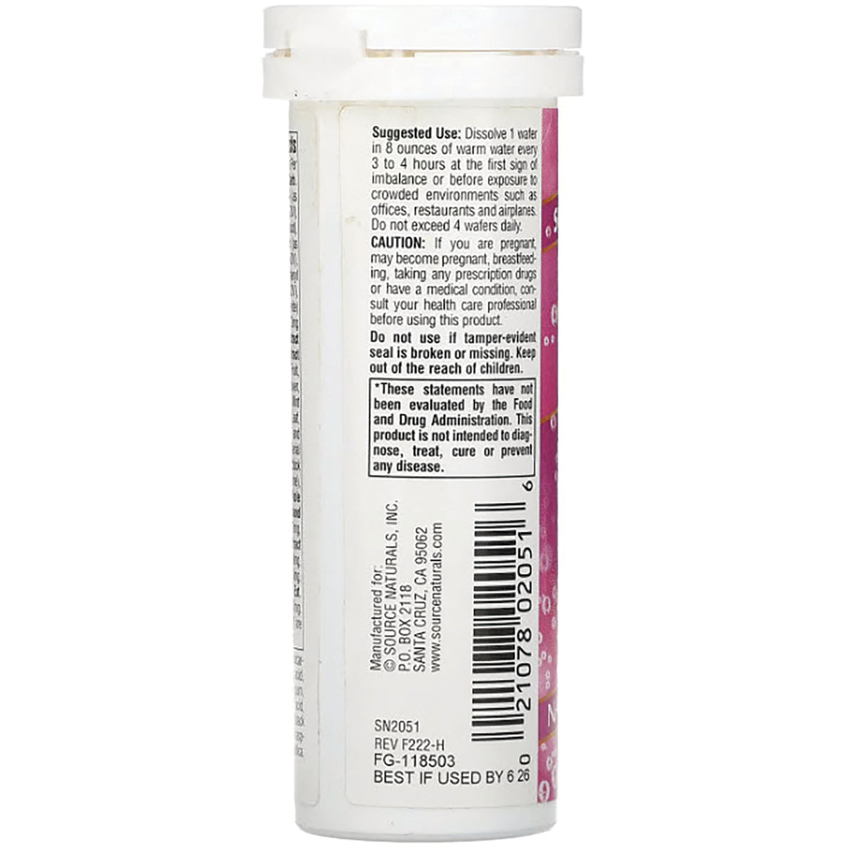 SN150 | Back label with Suggested Use, caution statement, and barcode