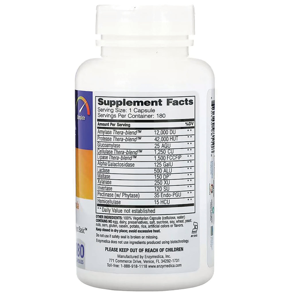 EMD007 | Supplement Facts nutrition panel and ingredient text on back of white supplement bottle - Thumbnail