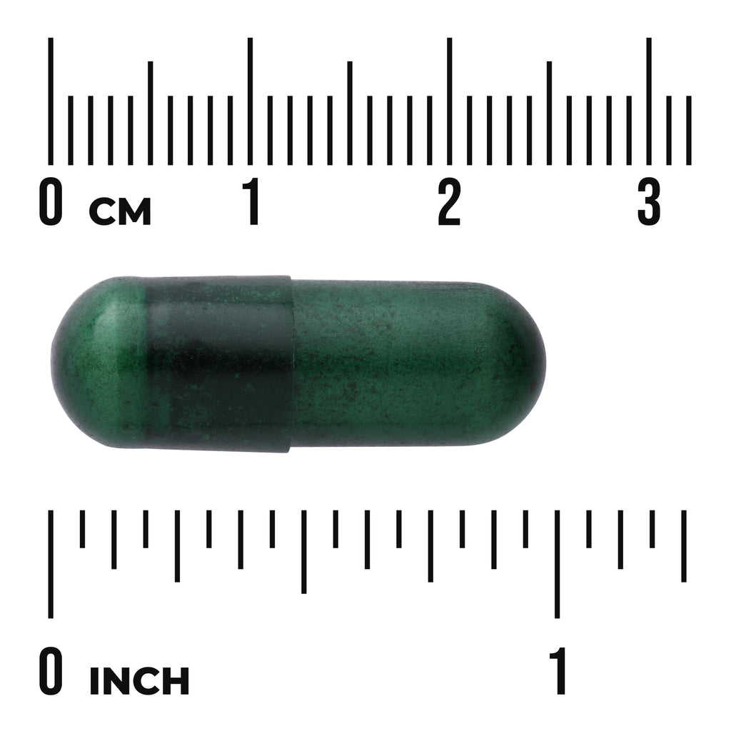 SWC094 | Green capsule with size ruler in centimeters and inches - Thumbnail