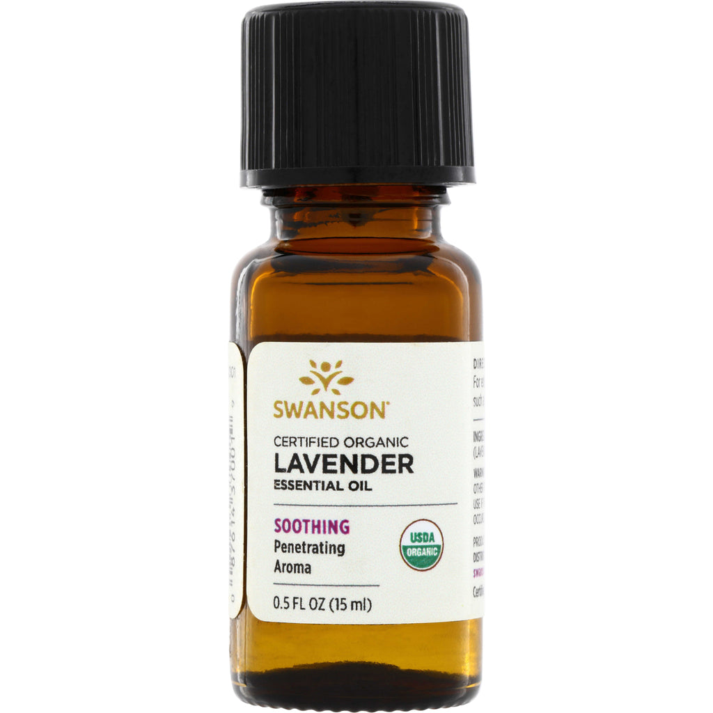 SWAR001 | Swanson Certified Organic Lavender Essential Oil, 0.5 fl oz (15 ml), soothing aroma, USDA Organic - Thumbnail