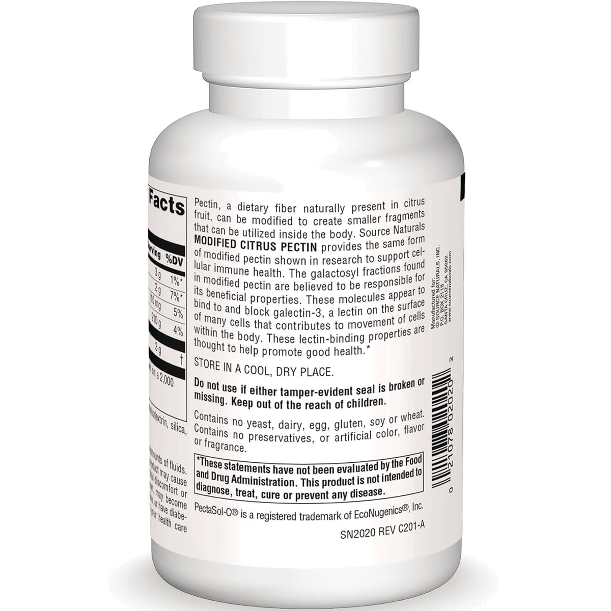 SN779 | Back label with Supplement Facts, ingredients, storage directions, warnings, and barcode