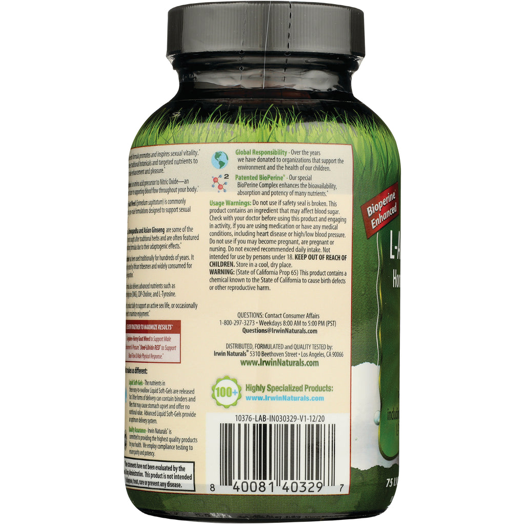 IR222 | back label of supplement bottle showing warnings, ingredient text, Bioperine Enhanced badge and barcode - Thumbnail