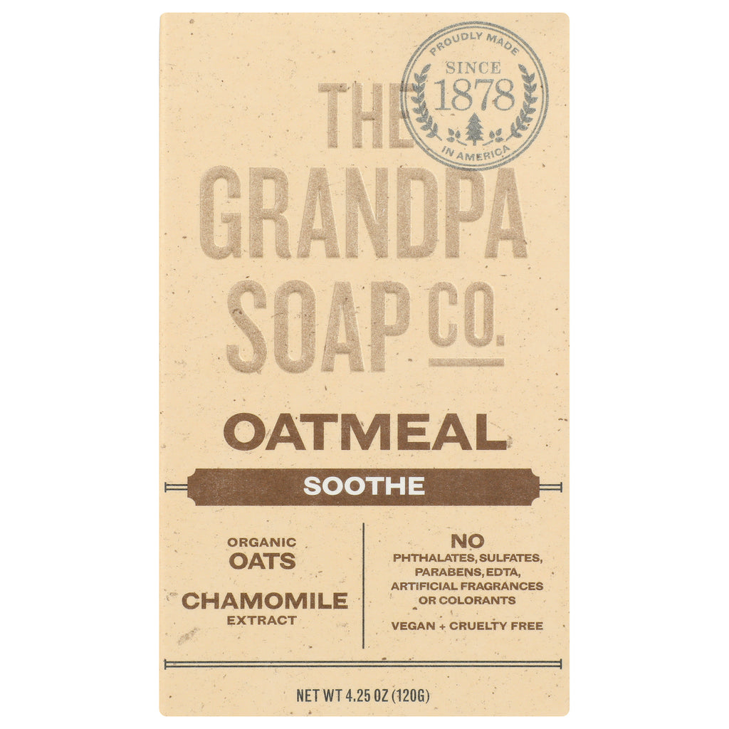 GP028 | Grandpa Soap Co oatmeal bar packaging labeled OATMEAL Soothe with organic oats and chamomile extract - Thumbnail
