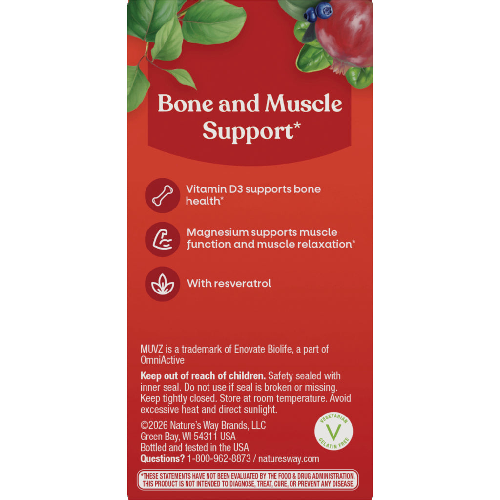 NW1075 | Back panel with bone and muscle support claims, vegetarian gelatin free seal, and safety warnings - Thumbnail