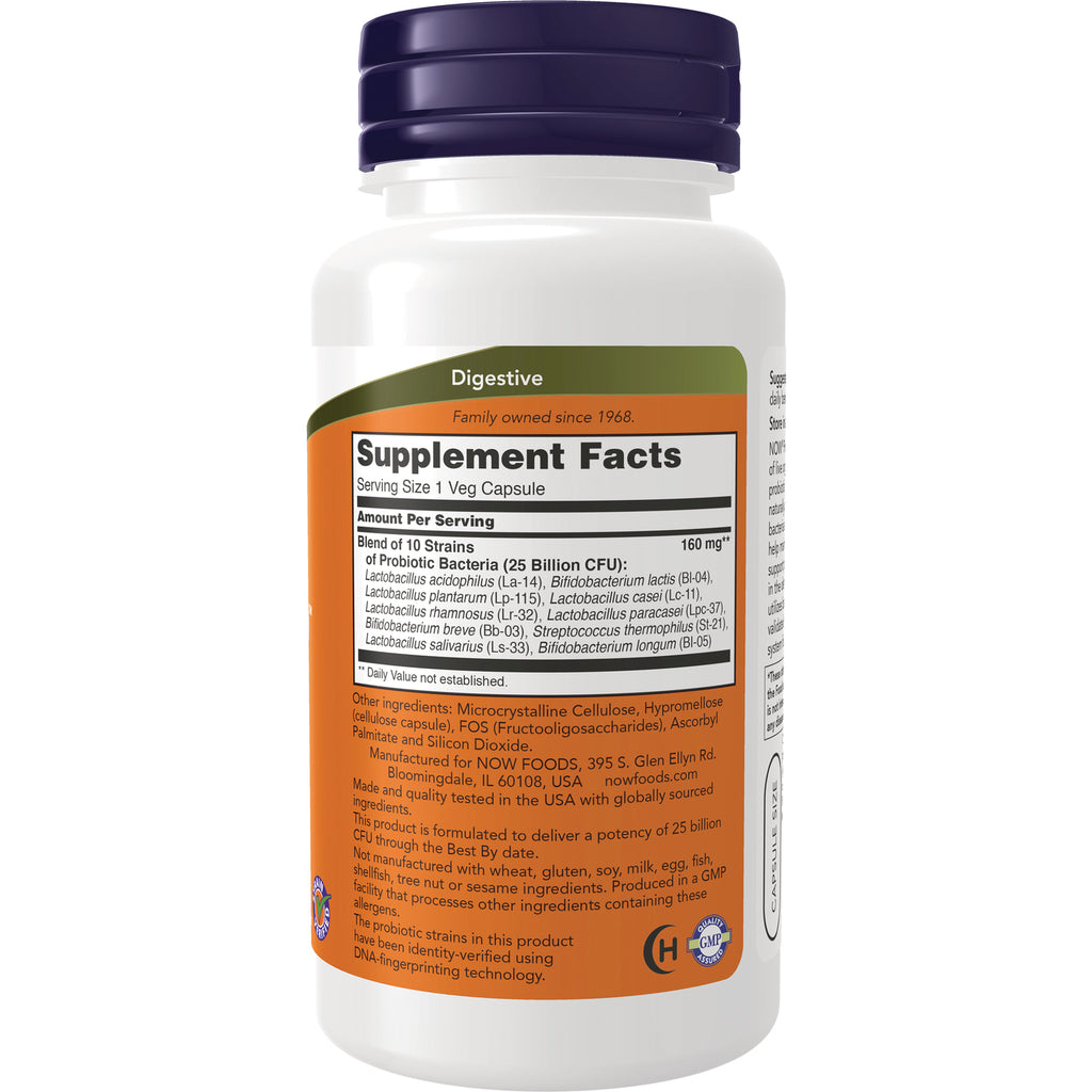 NWF1313 | Back label showing Supplement Facts panel and ingredient text for digestive probiotic bottle - Thumbnail