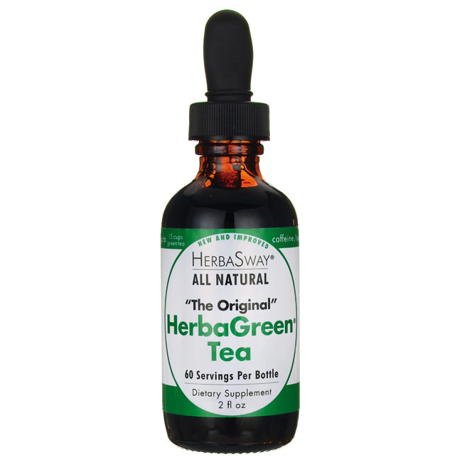 HSL001 | Amber dropper bottle labeled HerbaGreen Tea All Natural dietary supplement 2 fl oz