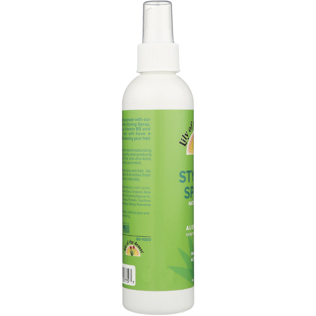 LIL009 | back of green styling spray bottle showing label text, ingredients and barcode - Thumbnail
