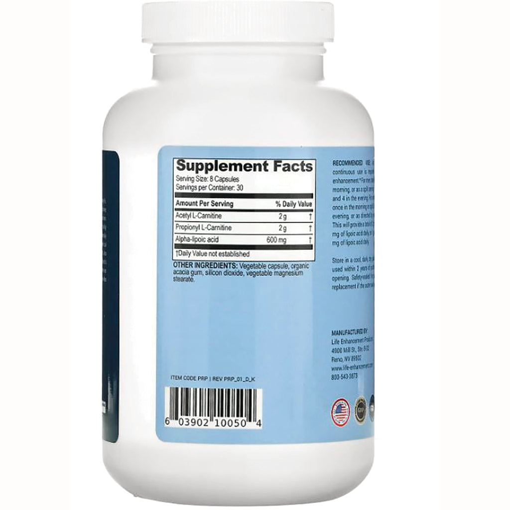 LEN002 | white supplement bottle back showing blue label with Supplement Facts panel and barcode - Thumbnail