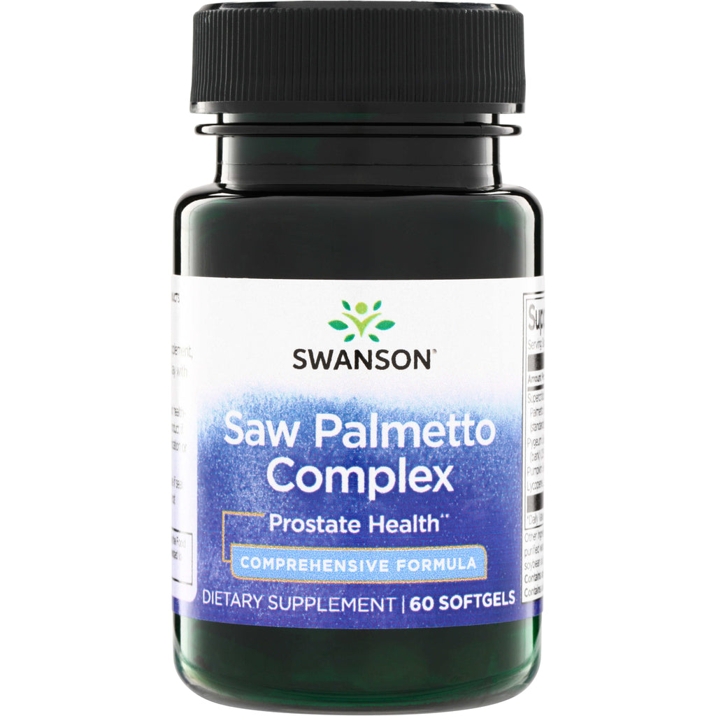 SWU013 | Swanson Saw Palmetto Complex supplement bottle, Prostate Health, Comprehensive Formula, 60 softgels - Thumbnail