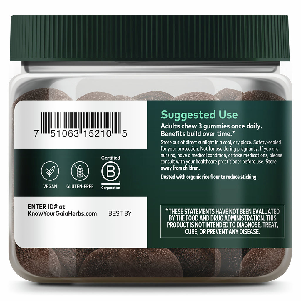 GH140 | Back of clear jar showing nutrition facts panel, barcode, and meetyourherbs.com label - Thumbnail