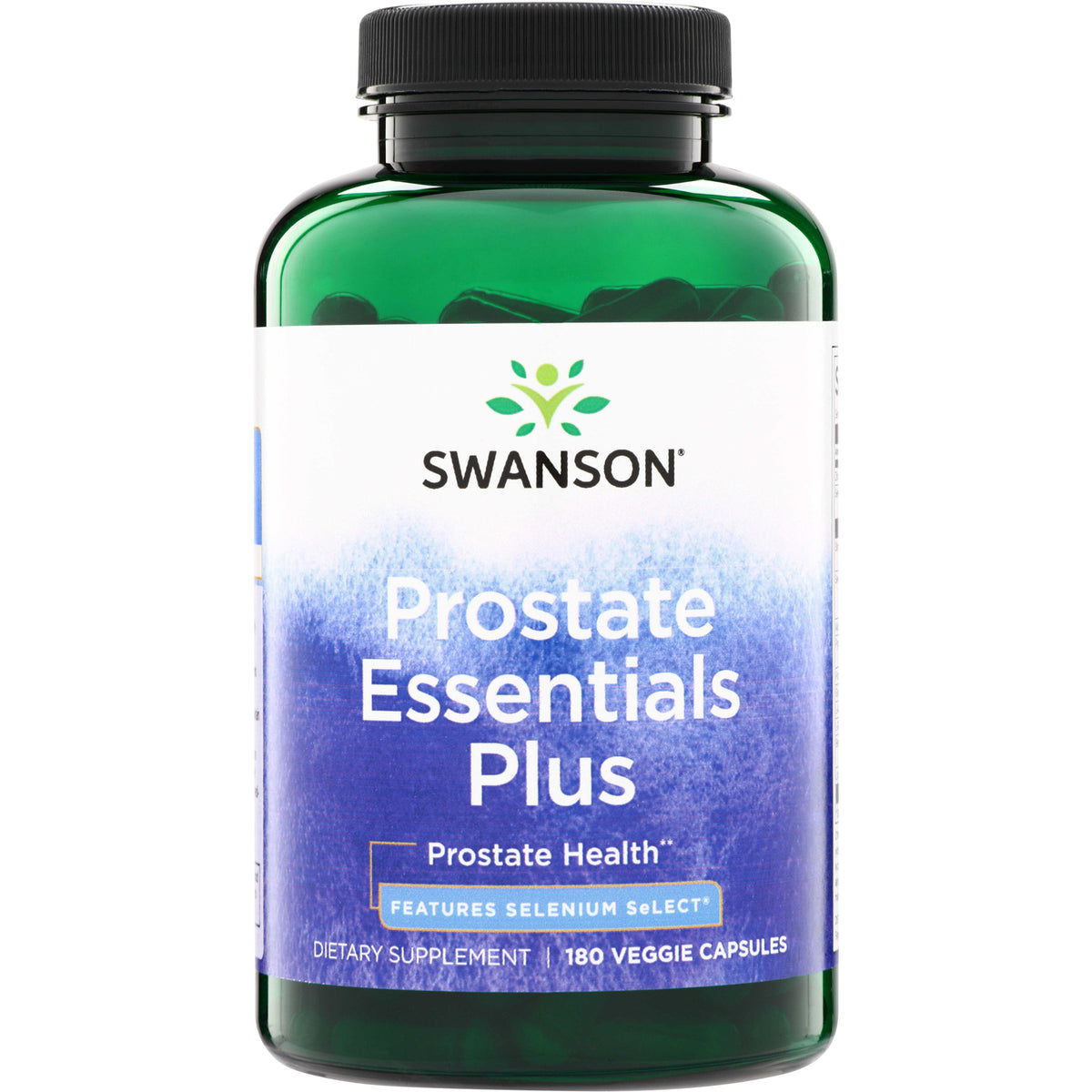 SWC091 | Swanson Prostate Essentials Plus bottle front, Prostate Health, Selenium SeLECT, 180 veggie capsules