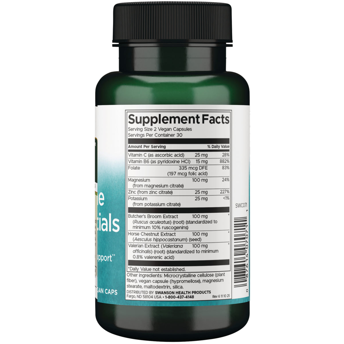 SWC071 | Back label with supplement facts and serving information