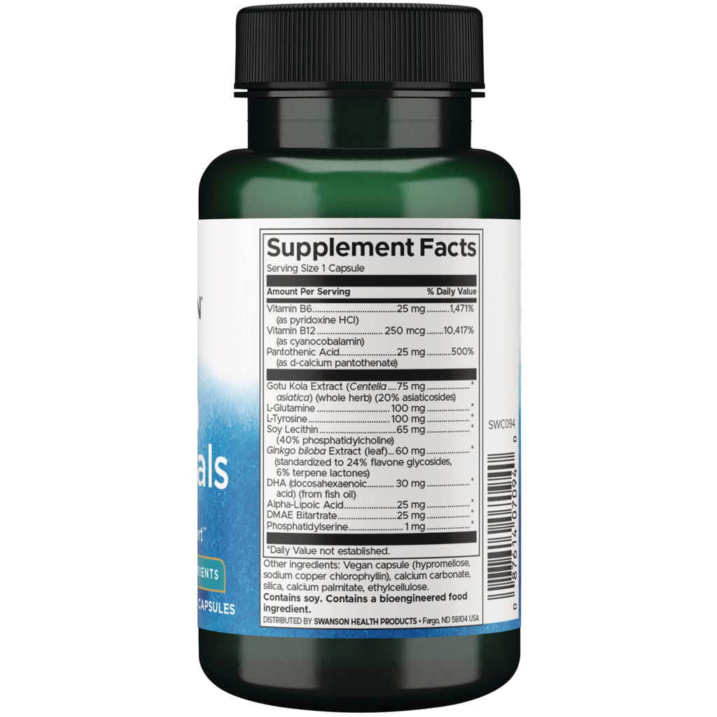 SWC094 | Supplement Facts and ingredients on back of green supplement bottle - Thumbnail