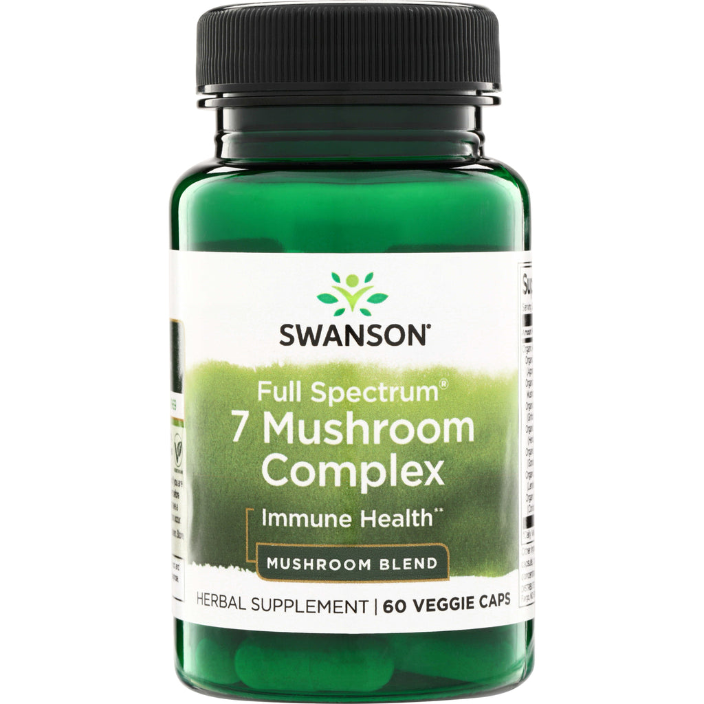 SW1524 | Swanson Full Spectrum 7 Mushroom Complex supplement, Immune Health, Mushroom Blend, 60 veggie caps - Thumbnail