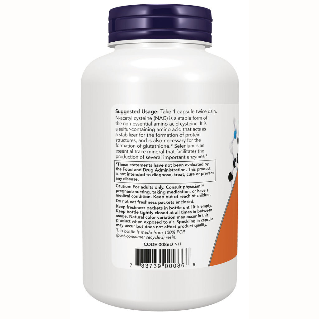 NWF901 | Back of white supplement bottle showing suggested usage Take 1 capsule twice daily, warnings, and barcode - Thumbnail