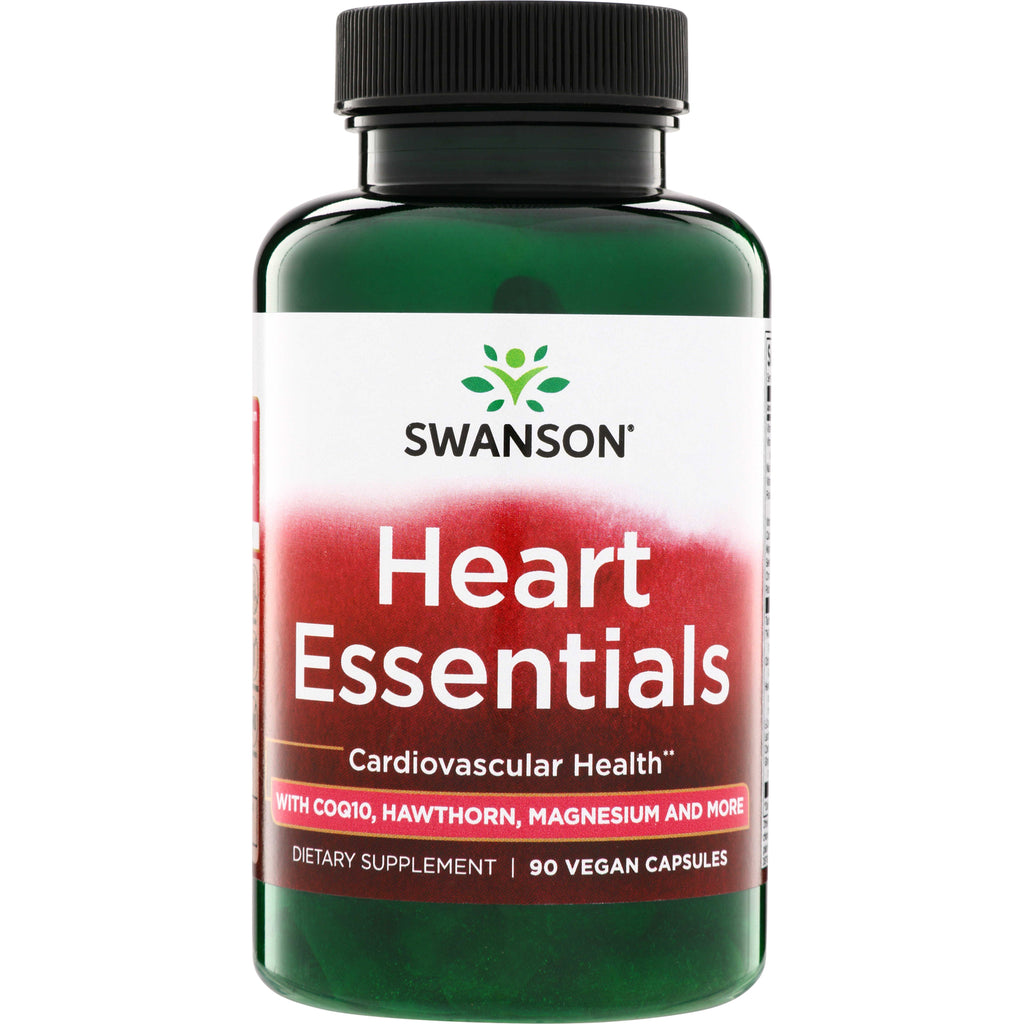 SWC108 | Swanson Heart Essentials bottle front; Cardiovascular Health; with CoQ10, Hawthorn, Magnesium; 90 vegan capsules - Thumbnail