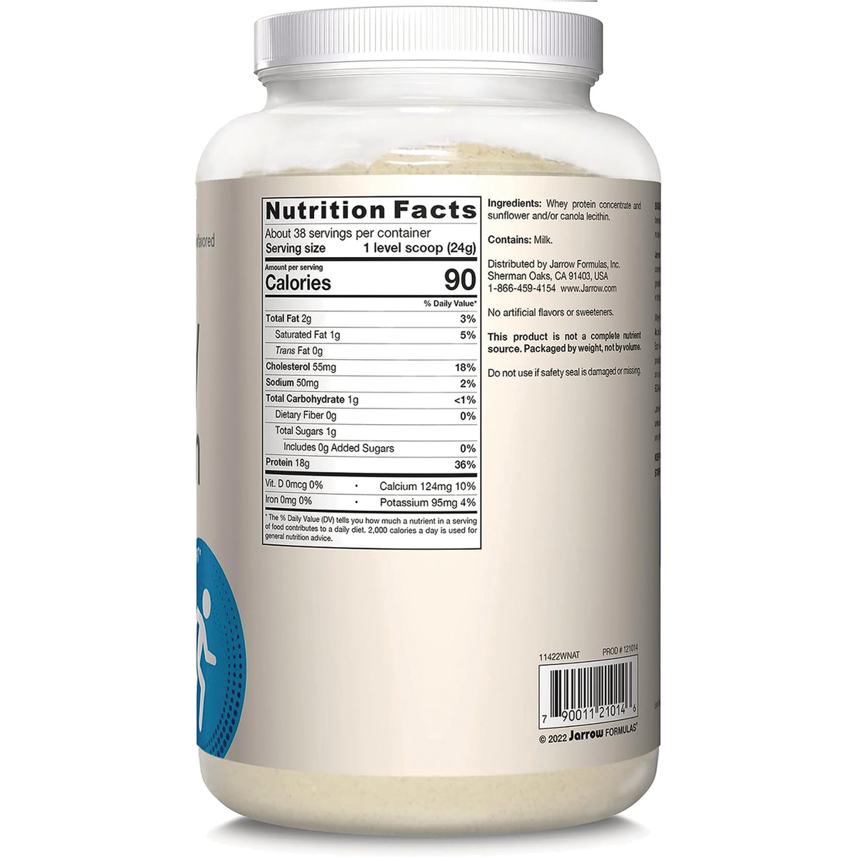 JR069 | Back label of supplement tub showing Nutrition Facts panel, ingredients and barcode
