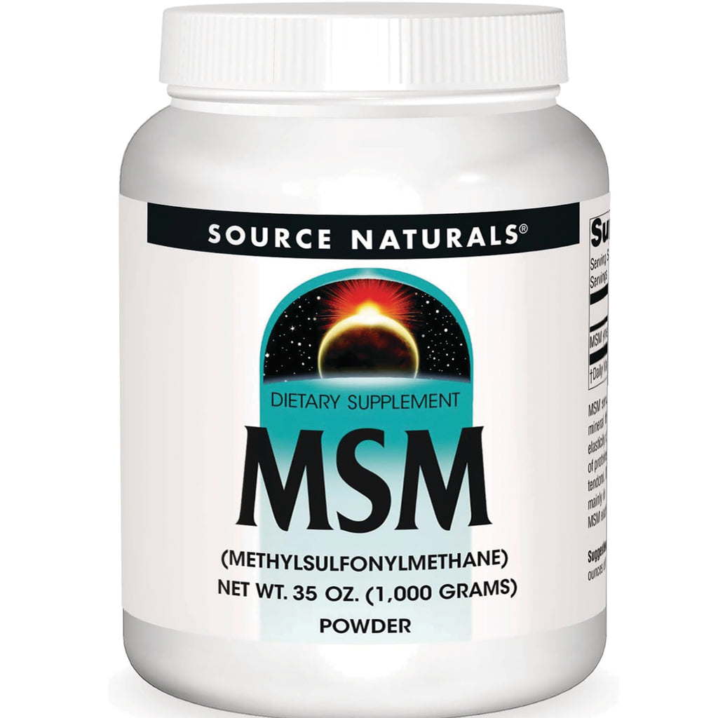 SN794 | Source Naturals MSM powder dietary supplement, 35 oz (1,000 grams) bottle front label - Thumbnail