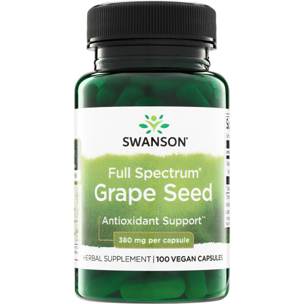 SW1007 | Swanson Full Spectrum Grape Seed, Antioxidant Support, 380 mg per capsule, 100 vegan capsules - Thumbnail
