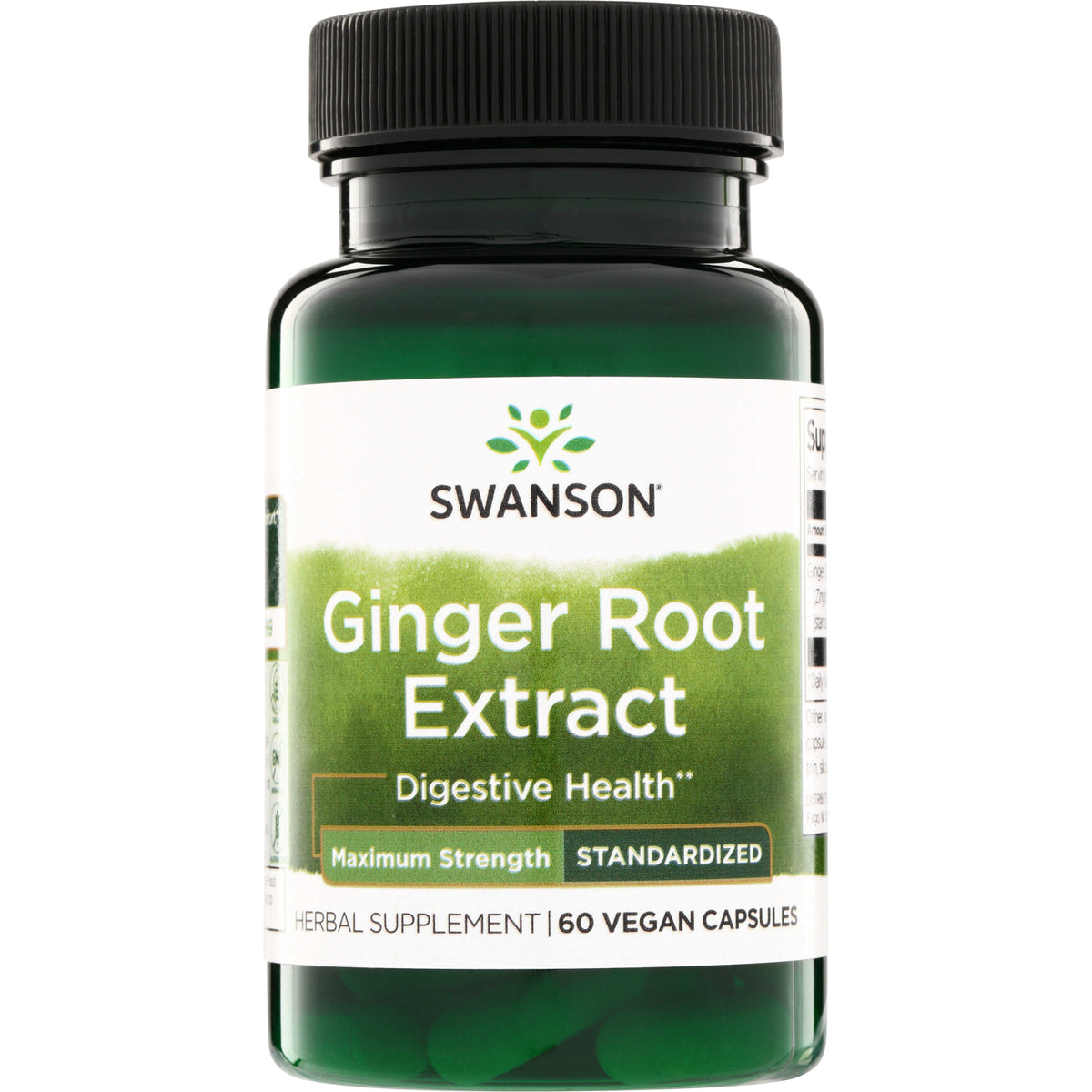 SWH230 | Swanson Ginger Root Extract Maximum Strength standardized, digestive health, 60 vegan capsules bottle front