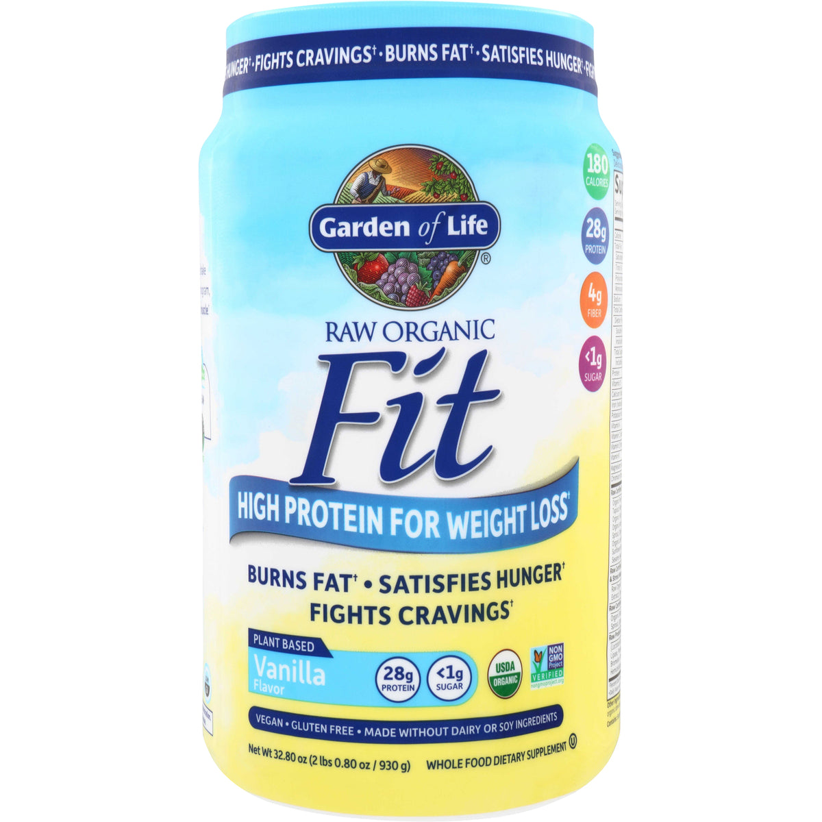 GLF242 | Garden of Life Raw Organic Fit vanilla plant-based protein powder, high protein for weight loss