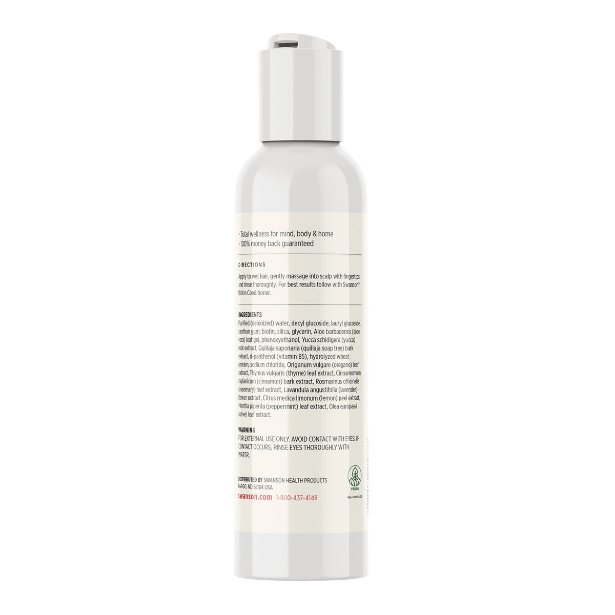 SW1487 | Back label with Ingredients, Directions, and Warning text for hair product