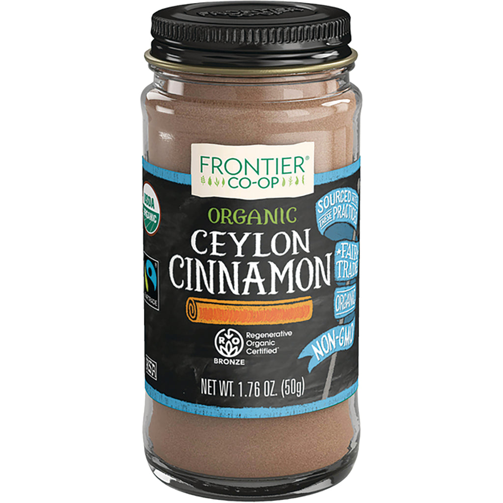 FNP008 | Frontier Co-op organic fair trade Ceylon cinnamon in glass jar with green label - Thumbnail