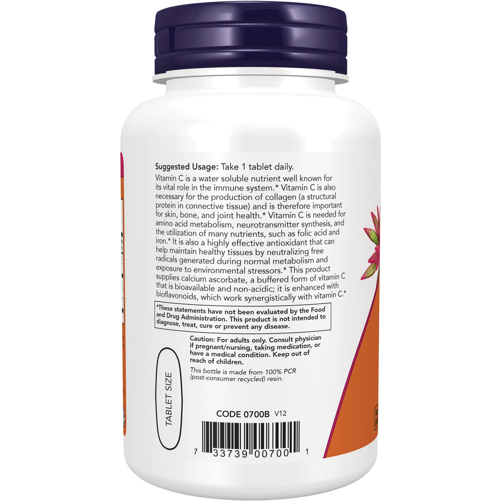 NWF659 | Back of white supplement bottle showing suggested usage text, caution, barcode, and tablet size graphic - Thumbnail