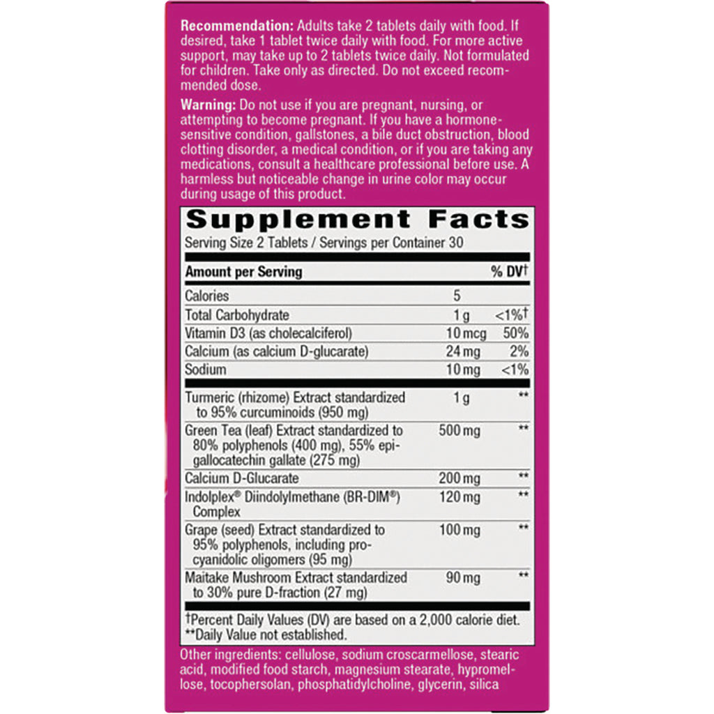 ET455 | back of pink supplement box showing Supplement Facts panel with serving size, nutrient amounts, and warnings - Thumbnail