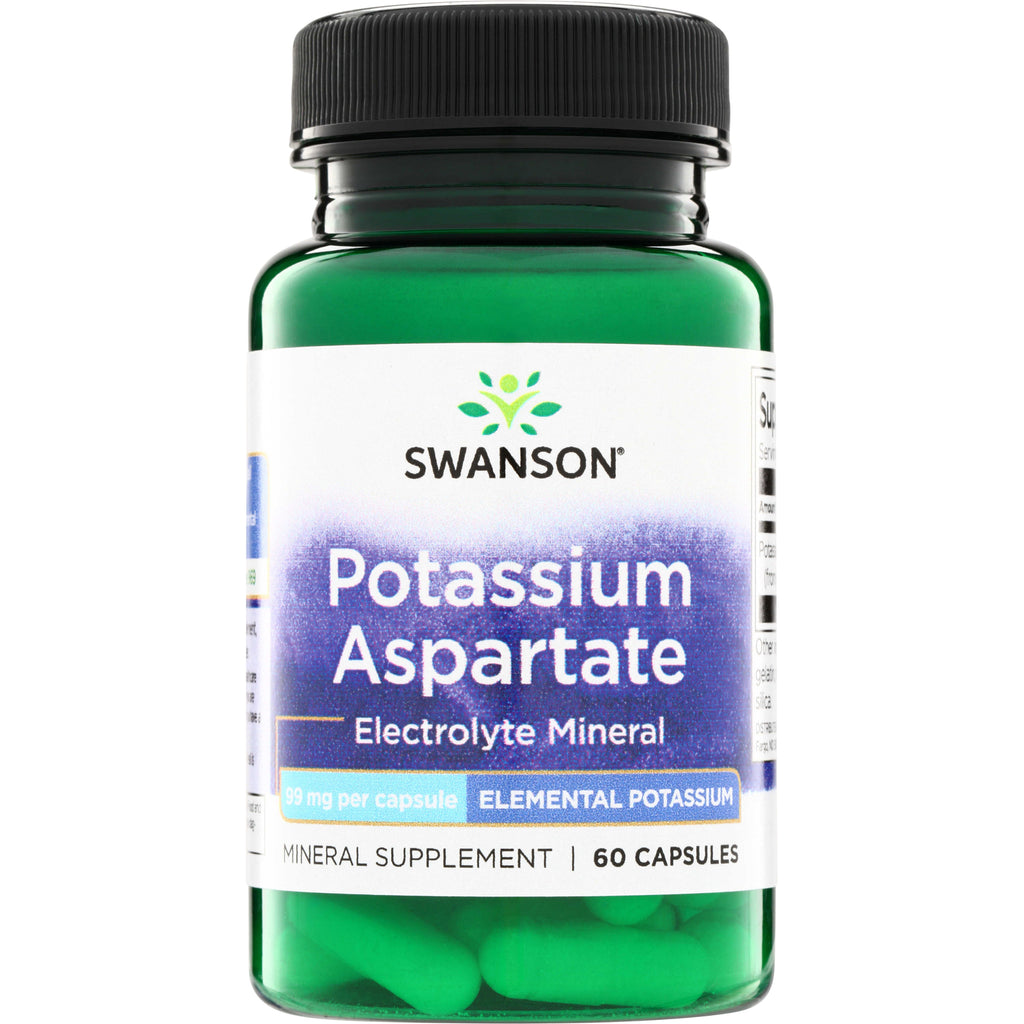 SW1521 | Swanson Potassium Aspartate electrolyte mineral supplement, 99 mg per capsule, 60 capsules - Thumbnail