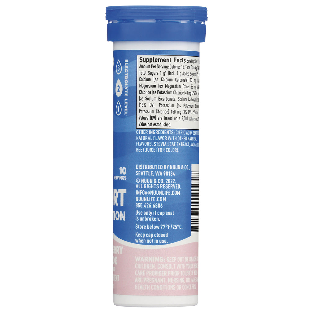 NUN019 | back label of blue supplement tube showing Supplement Facts, ingredients and storage instructions - Thumbnail
